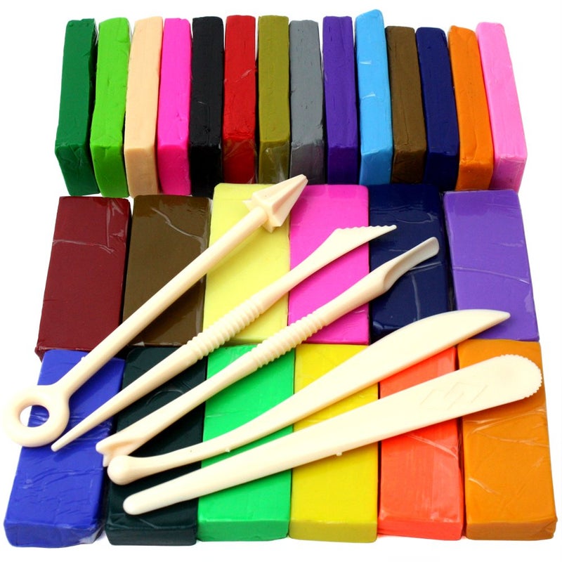 H&S Polymer Clay Modeling Kit â€“ 26 Colors, 5 Sculpting Tools â€“ Oven Bake Molding Set for Kids & Adults - Image 1